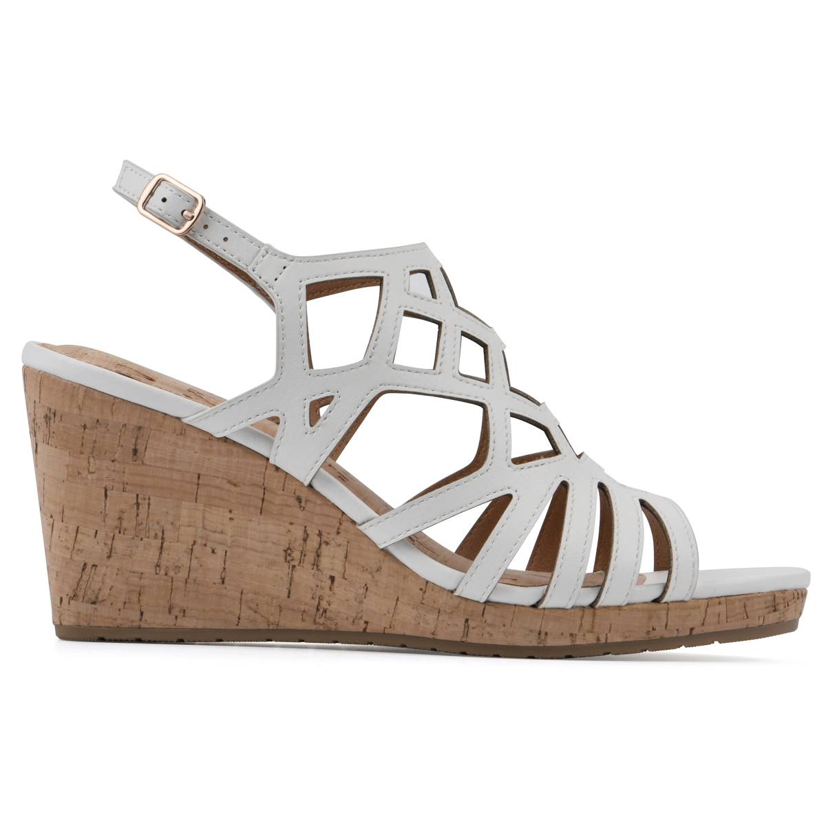 Womens White Mountain Flaming Cork Wedge Sandals