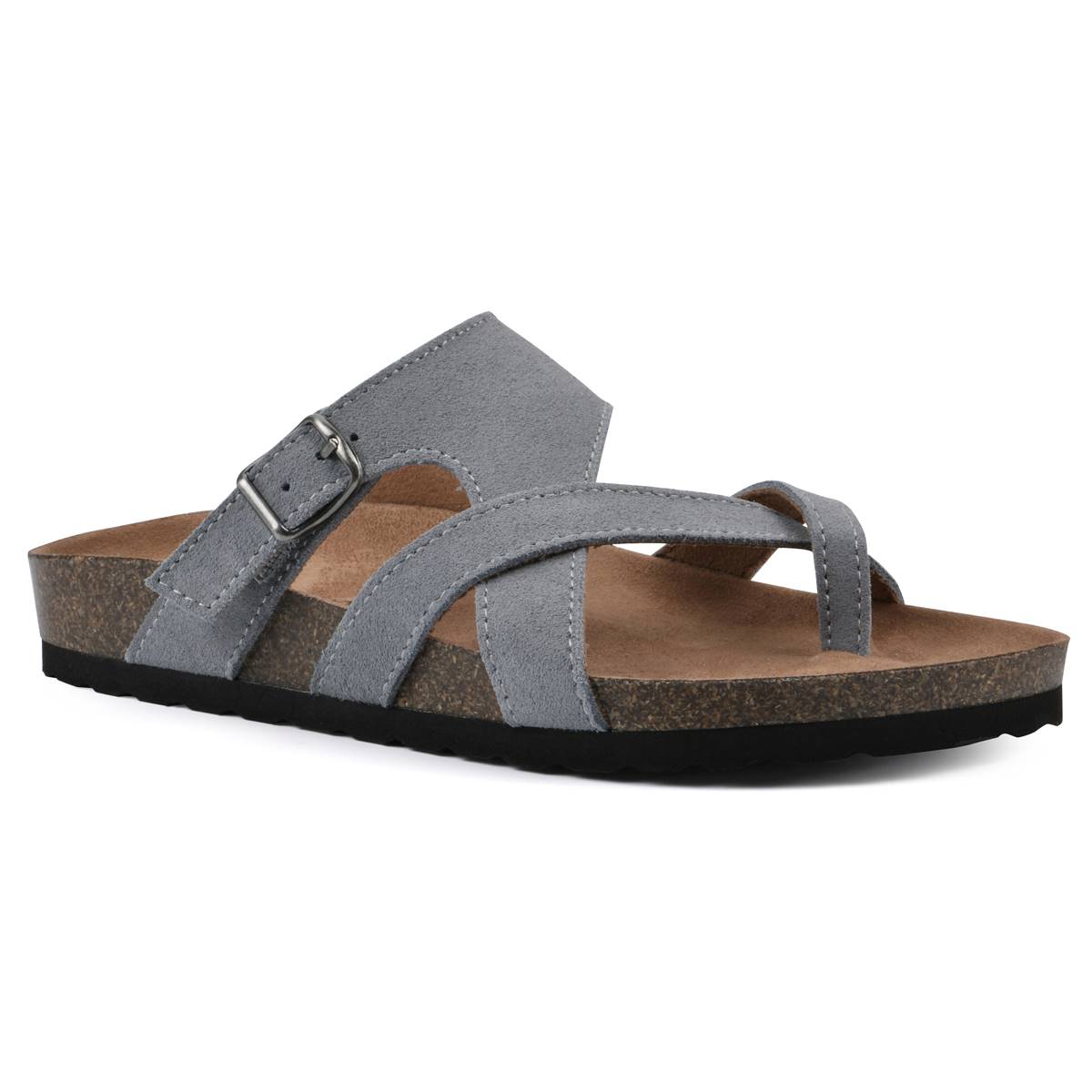 Womens White Mountain Graph Leather Footbed Sandals