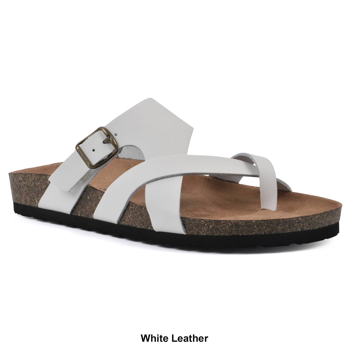 Womens White Mountain Graph Leather Footbed Sandals