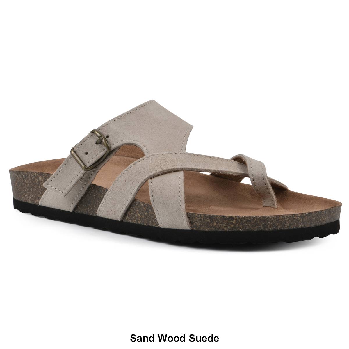 Womens White Mountain Graph Leather Footbed Sandals