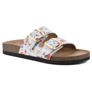 Womens White Mountain Helga Floral Footbed Sandals