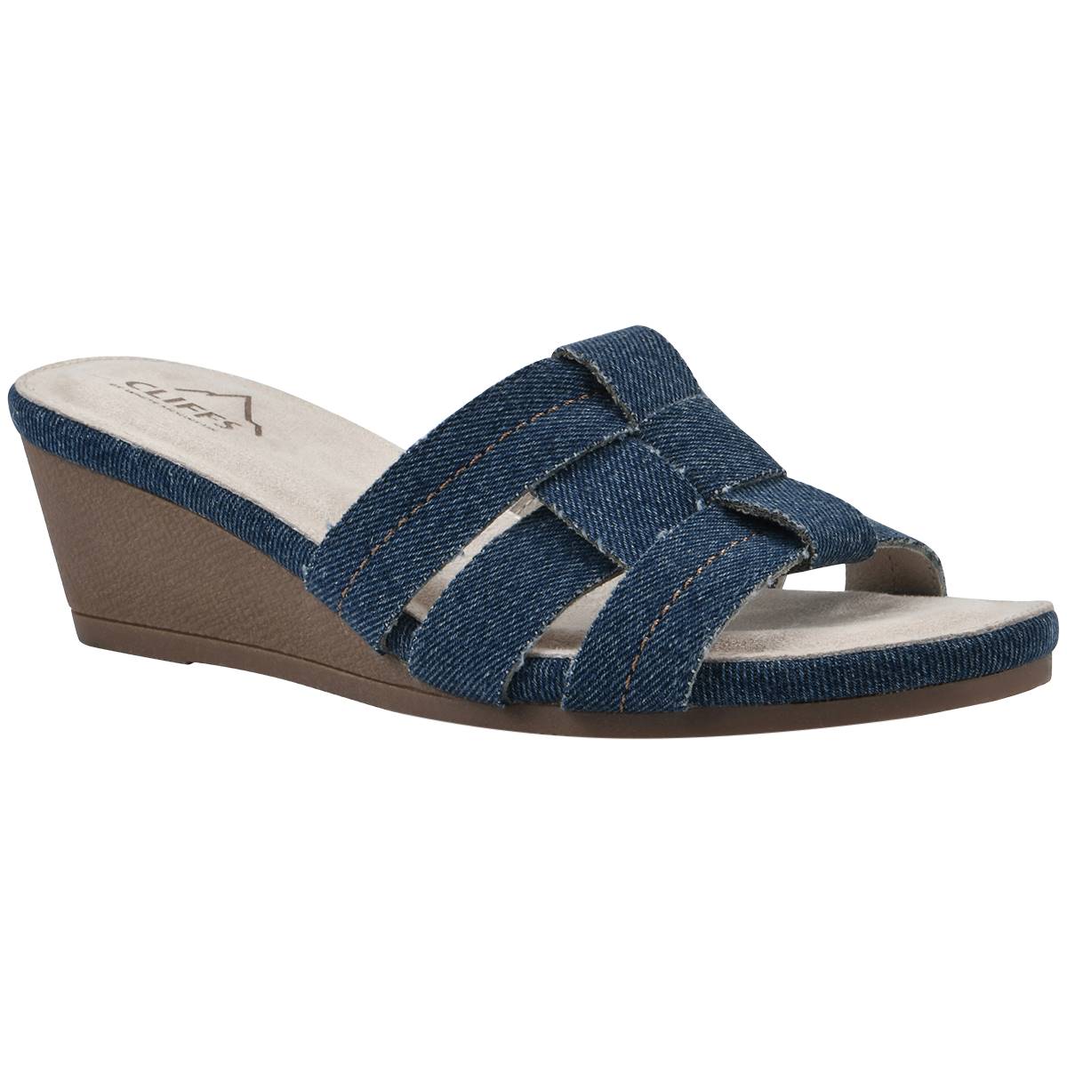 Womens Cliffs By White Mountain Candyce Wedge Sandals - Denim