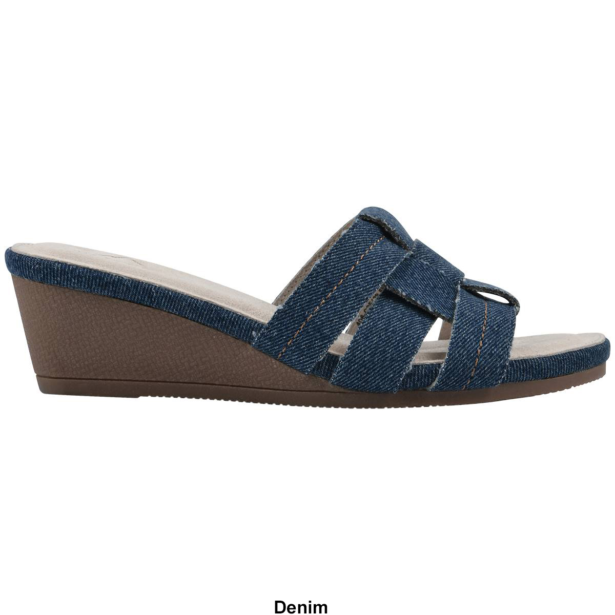 Womens Cliffs By White Mountain Candyce Wedge Sandals - Denim