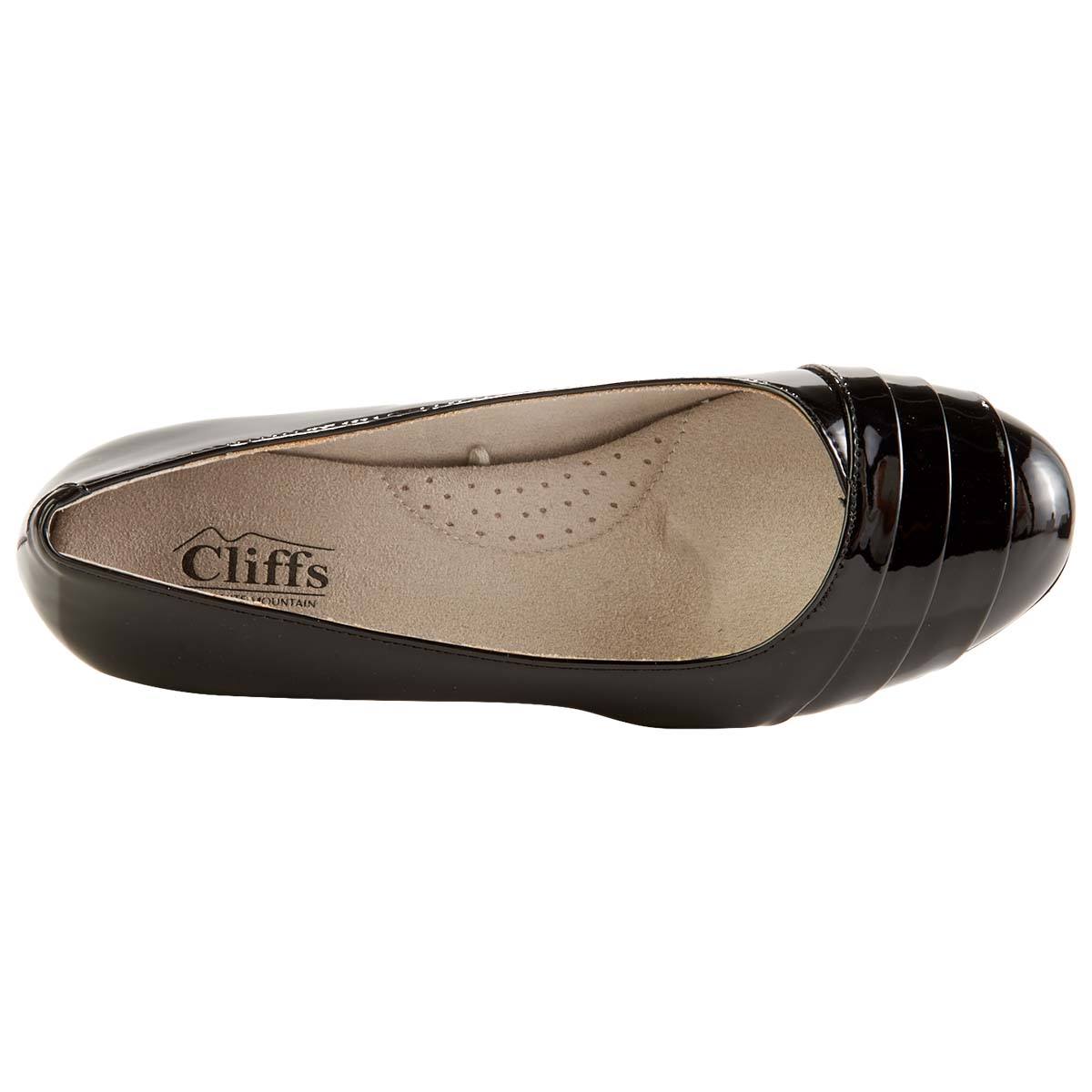 Womens Cliffs By White Mountain Clara Black Patent Flats