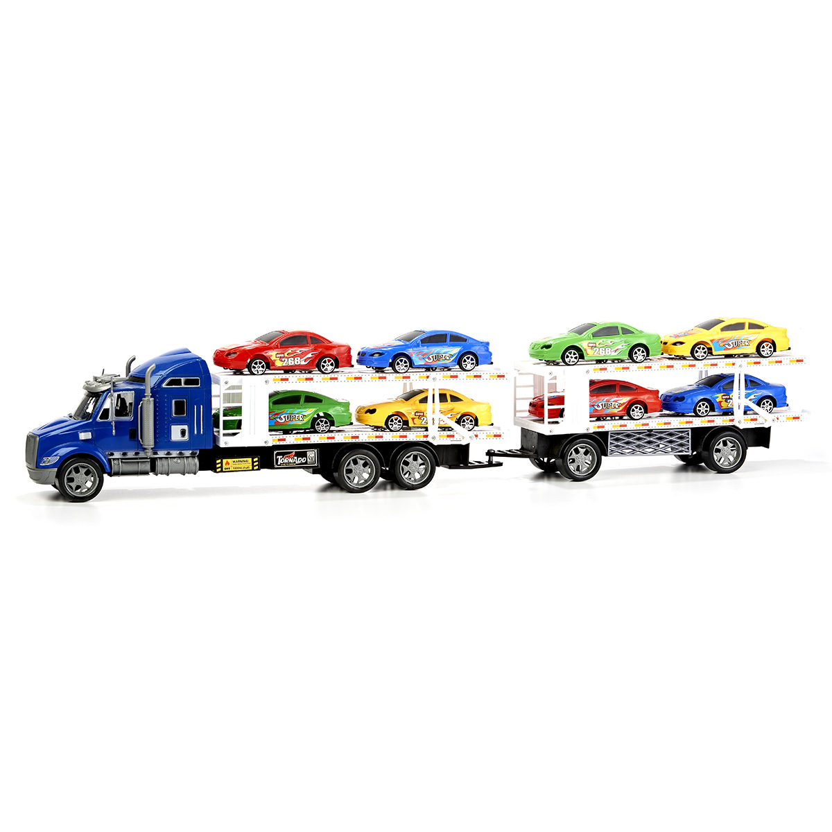 Sun-Mate Race Car Carrier Toy W/8 Cars For Storage & Play