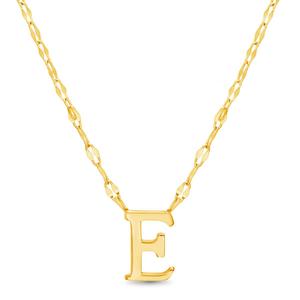 Sterling Silver Gold Polished E Initial Pendant Necklace