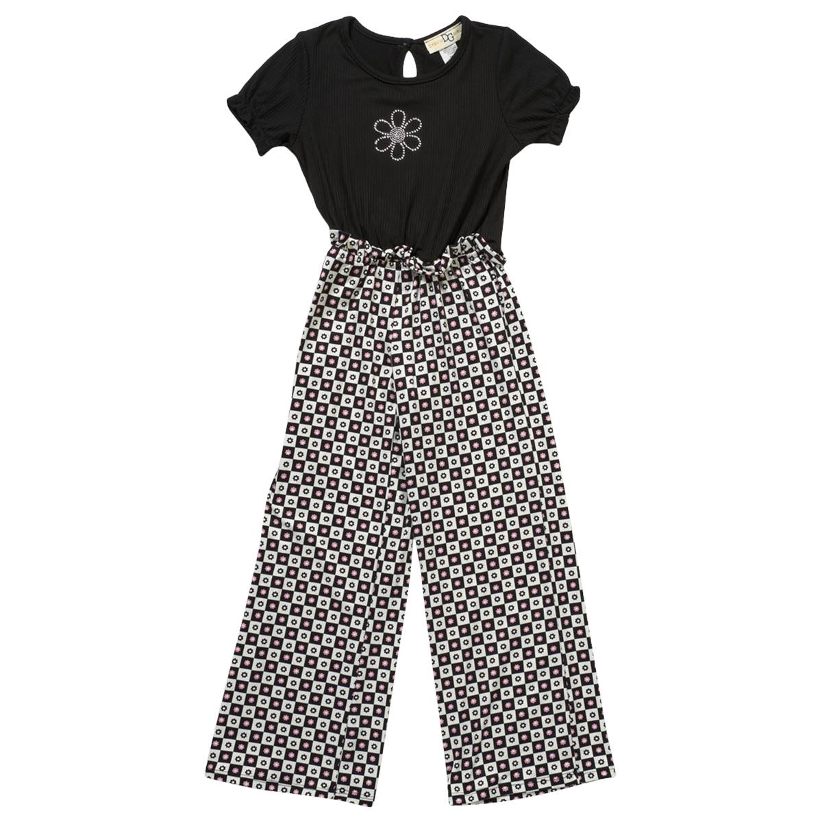 Girls (7-12) Dream Girl Checkered Paperbag Jumpsuit W/Daisy Top