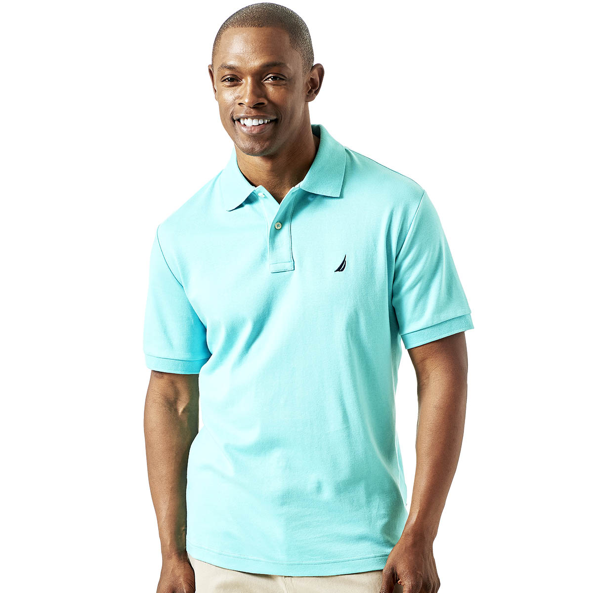 Mens Nautica Solid Short Sleeve Interlock Polo
