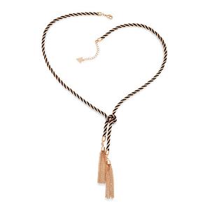 GUESS Rose Gold & Black Knotted Tassel Y-Necklace