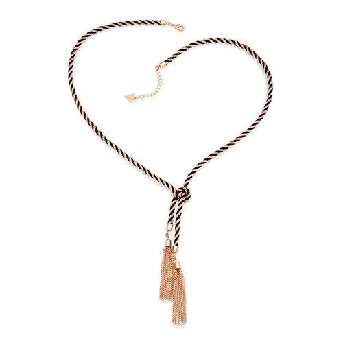 GUESS Rose Gold & Black Knotted Tassel Y-Necklace