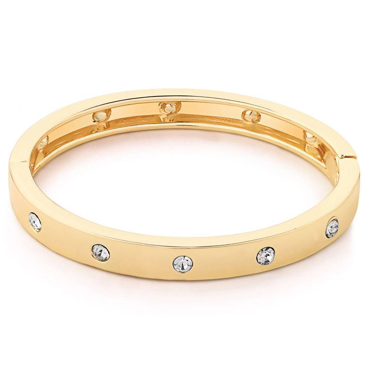 GUESS Gold-Tone & Crystal Hinged Bangle Bracelet