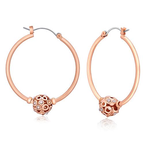 GUESS Rose Gold-Tone Fireball Hoop Earrings