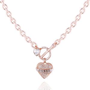 GUESS Valentine's Logo Collection Crystal Heart Necklace