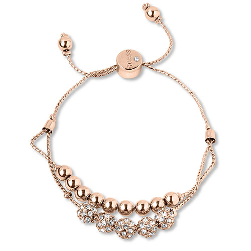 Guess Rose Gold-Tone Crystal Adjustable Slide Bracelet