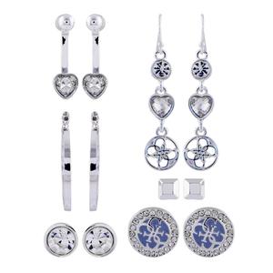 GUESS 6pr. Silver-Tone Metal Crystal Accents Earrings Set