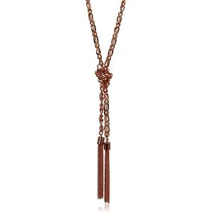 GUESS Rose Gold Knot & Tassel Lariat Y-Necklace