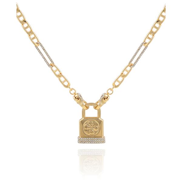 GUESS Gold-Tone Logo Padlock Pendant Necklace