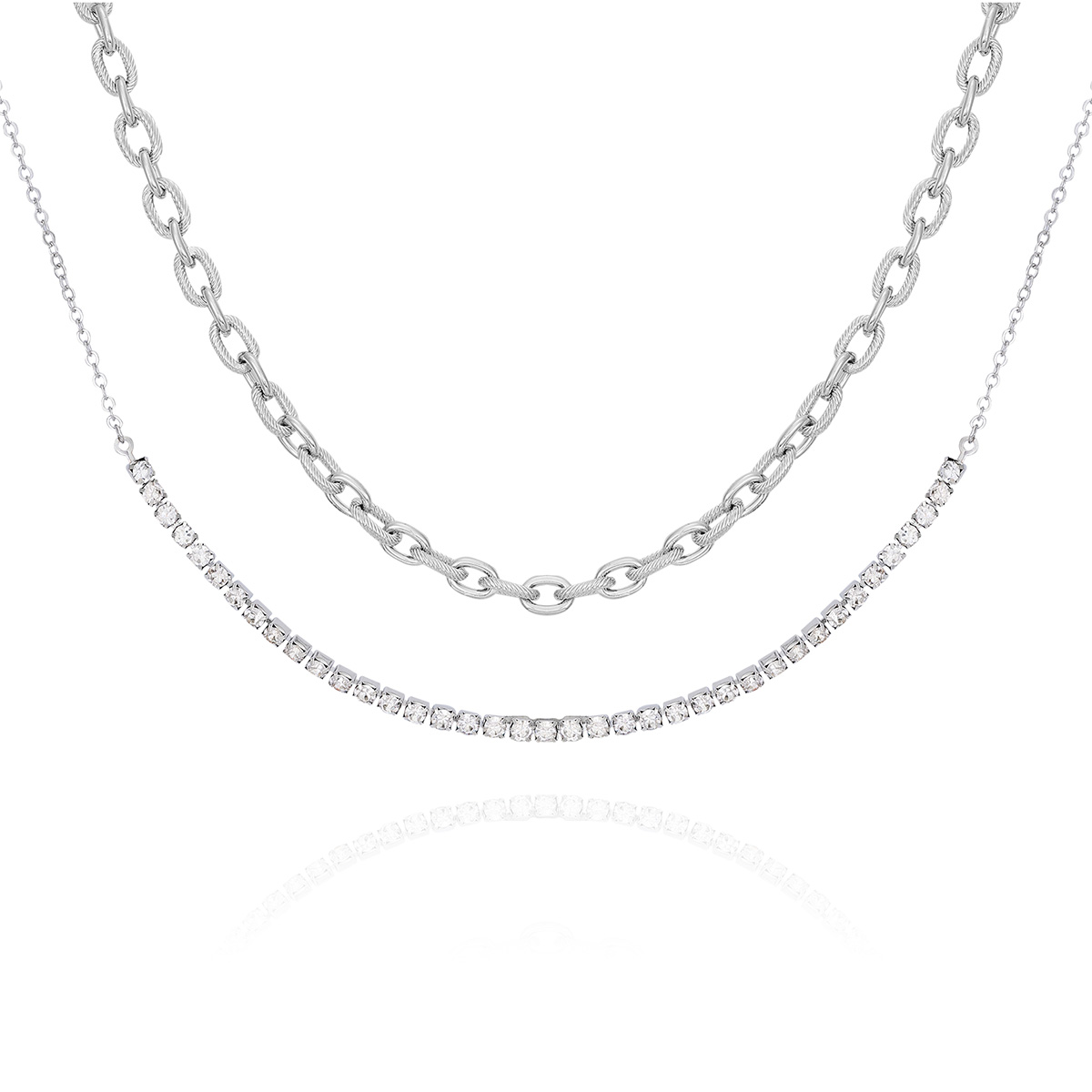 Guess Set Of 2 Layering Chain & Polished Smooth Link Necklaces