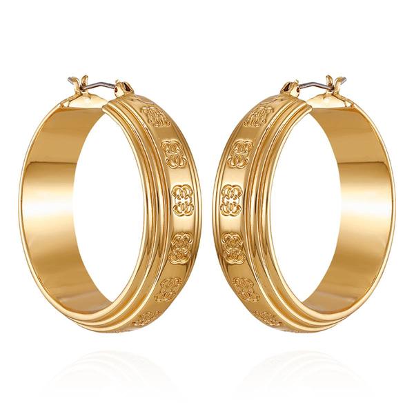 GUESS Embossed Logos Gold-Tone Hoop Earrings