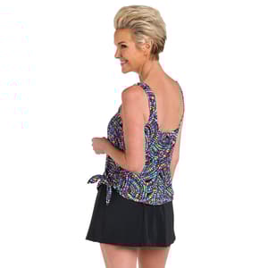 Womens Maxine Colorburst Faux Skirtini One Piece Swimdress