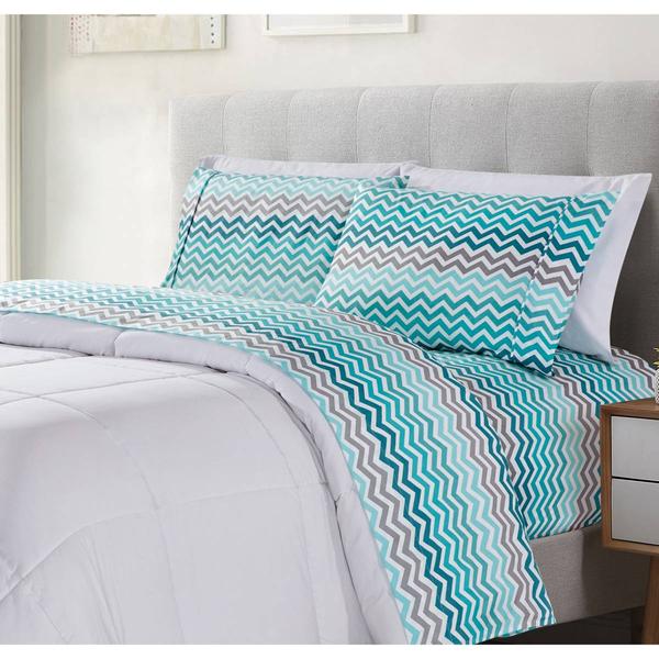 Bibb Home Egyptian Luxury 1800TC Zig Zag 4pc. Sheet Set