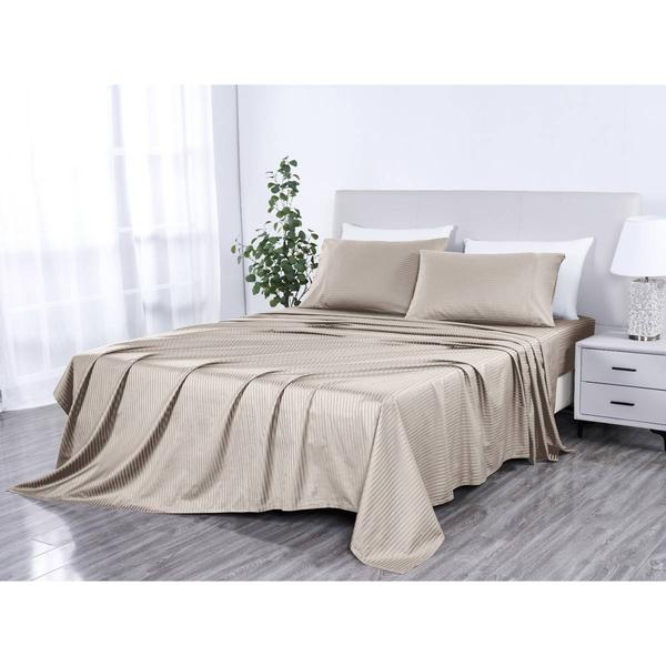 Kathy Ireland 500TC Damask Stripe Sheet Set with Optifit alternate view
