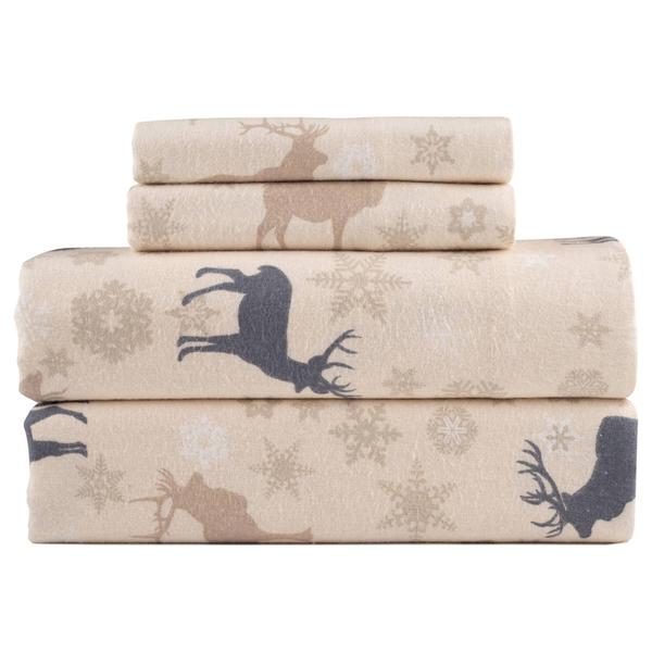 Kathy Ireland 100% Turkish Cotton Flannel Deer Sheet Set