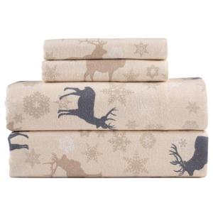 Kathy Ireland 100% Turkish Cotton Flannel Deer Sheet Set