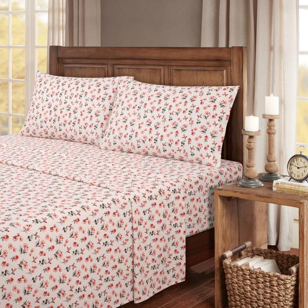 Kathy Ireland 100% Turkish Cotton Flannel Floral Sheet Set