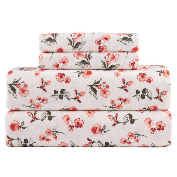 Kathy Ireland 100% Turkish Cotton Flannel Floral Sheet Set alternate view