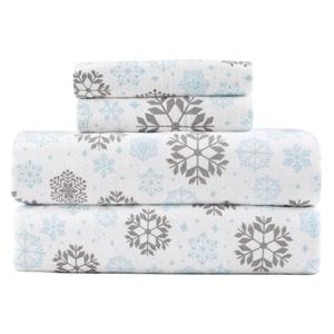 Kathy Ireland 100% Turkish Cotton Flannel Snowflakes Sheet Set