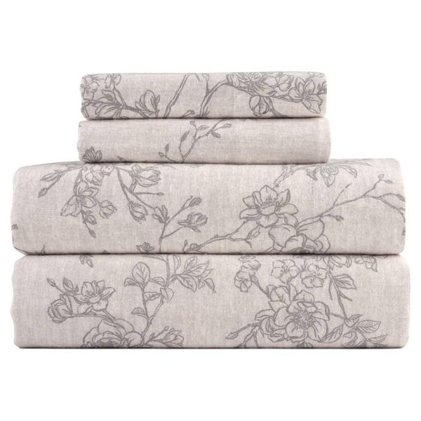 Kathy Ireland 100% Turkish Cotton Flannel Grey Toile Sheet Set