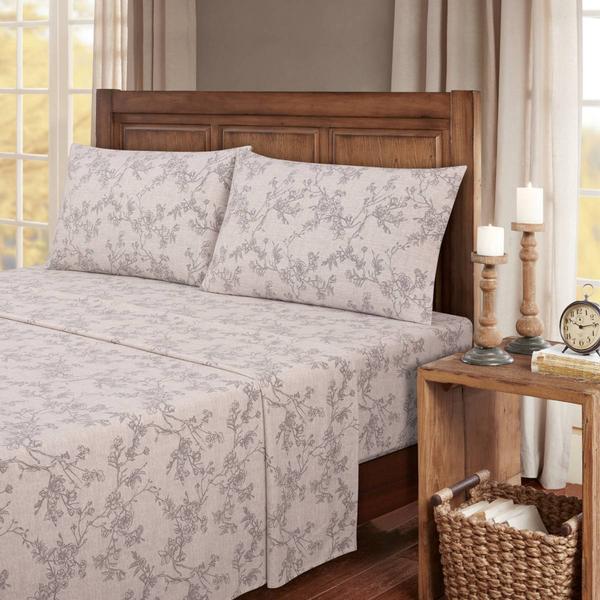 Kathy Ireland 100% Turkish Cotton Flannel Grey Toile Sheet Set alternate view