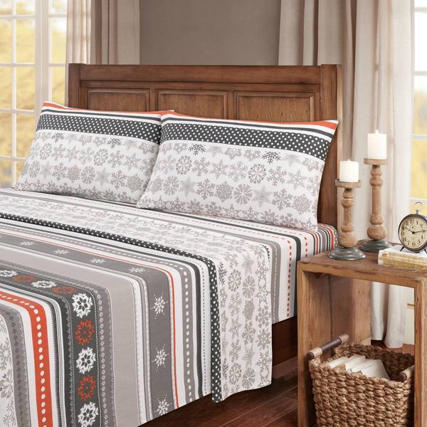 Kathy Ireland Turkish Cotton Flannel Holiday Flurries Sheet Set alternate view