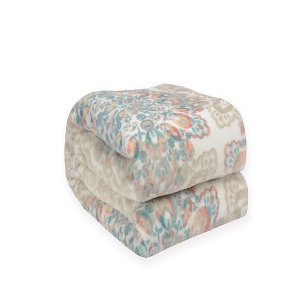 Kathy Ireland Damask Flannel Fleece Plush Blanket
