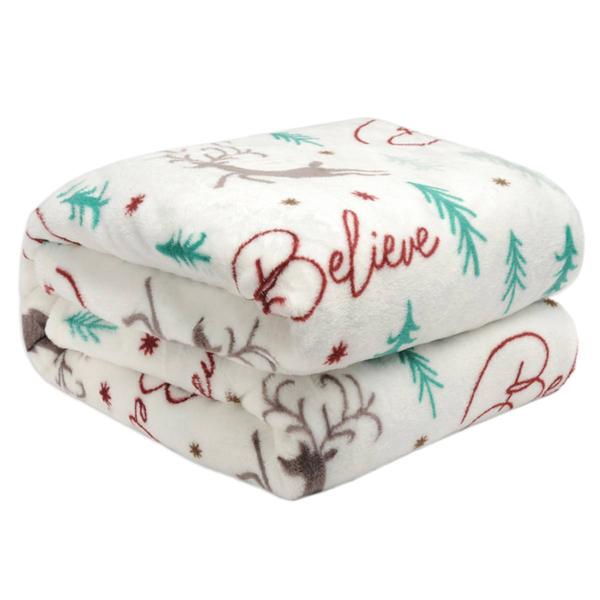 Kathy Ireland Deer Forest Holiday Flannel Reversible Throw