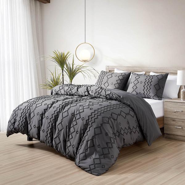 Bibb Home 3pc. 2000 Thread Count Geometric Tufted Duvet Set alternate view