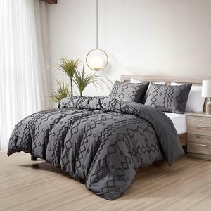 Bibb Home 3pc. 2000 Thread Count Geometric Tufted Duvet Set alternate view