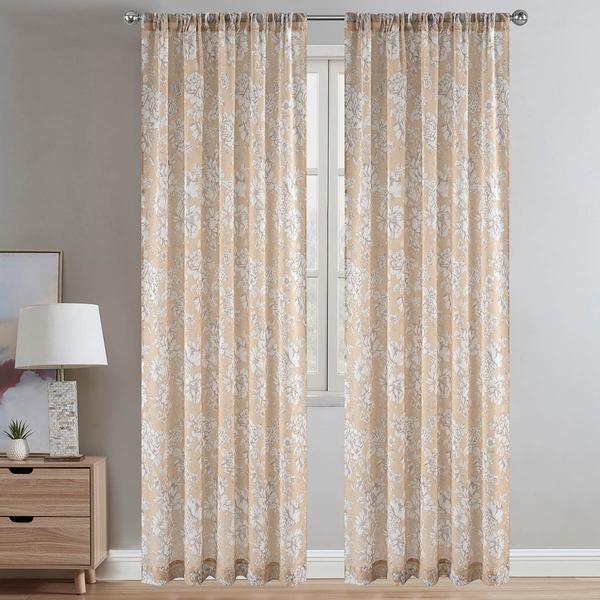 Laura Ashley(R) Bridgette Text Rod Pocket Panel Curtain