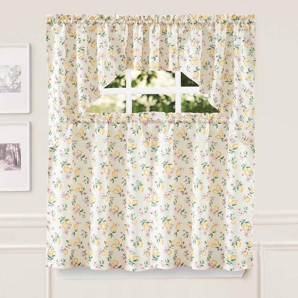 Laura Ashley(R) Lemon Floral Tier Kitchen Curtains