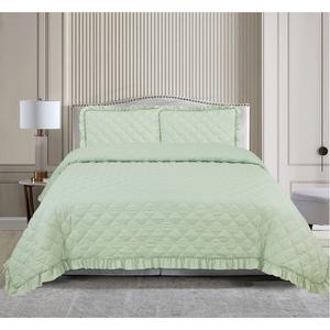 Butterfly Stitched Quilt with Ruffle Set