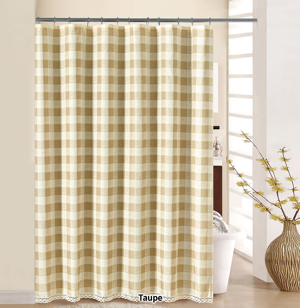 Marigold Grove(tm) Check Lace Shower Curtain