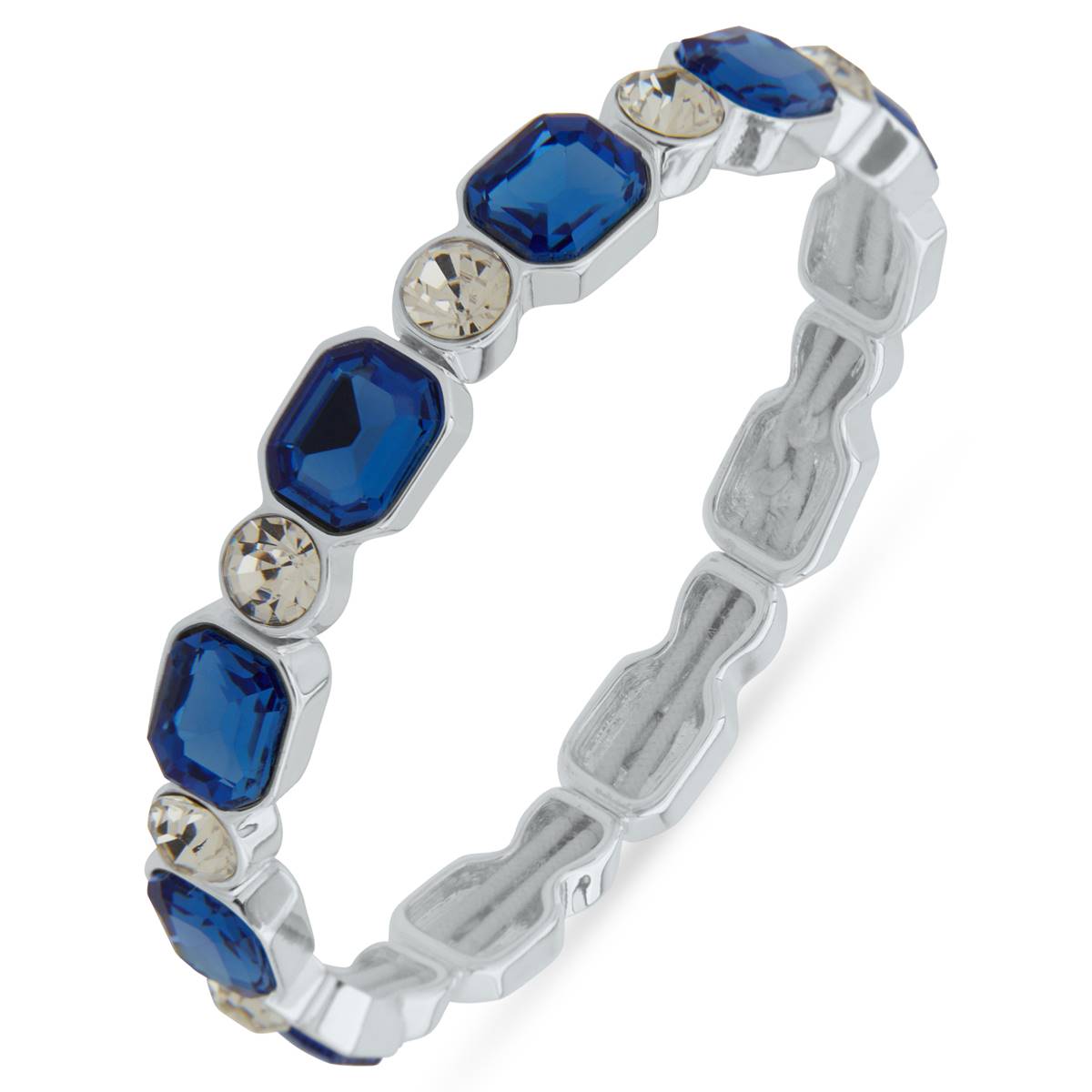 Anne Klein Silver-Tone Sapphire Crystal Stretch Bracelet