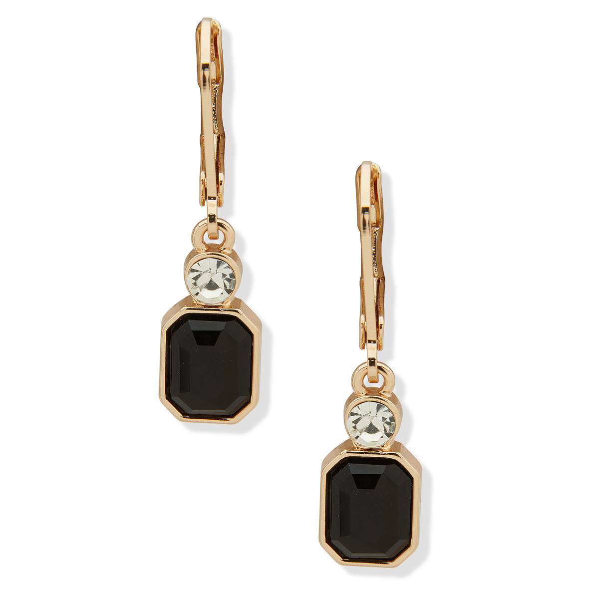 Anne Klein Gold Tone Jet Crystal Drop Earrings