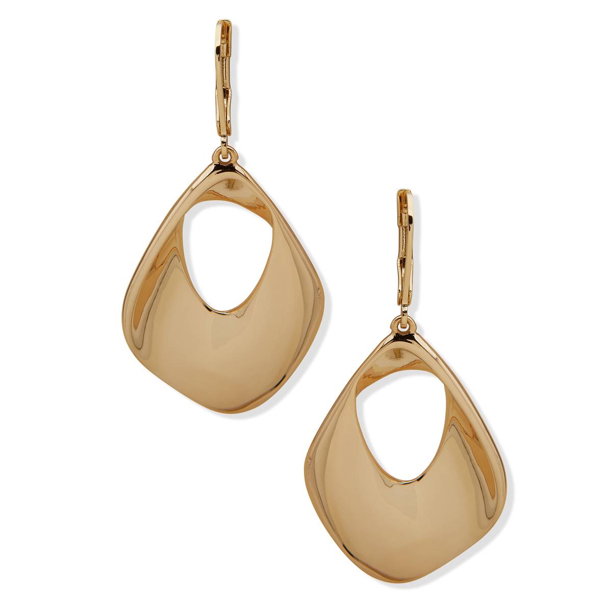 Anne Klein Gold-Tone Open Organic 2 Drop Earrings