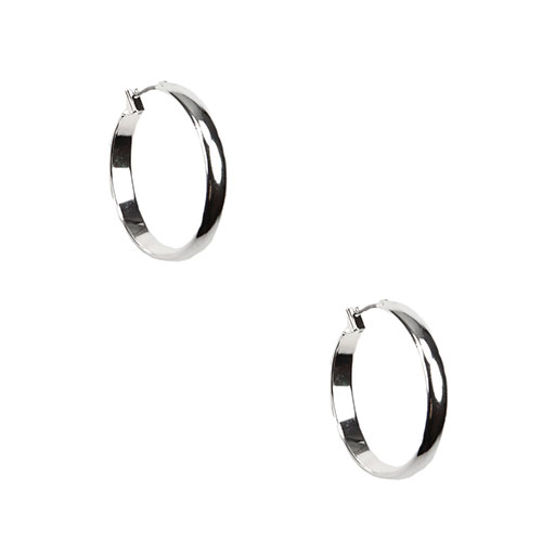 Anne Klein Silver-Tone Click Top Hoop Earrings