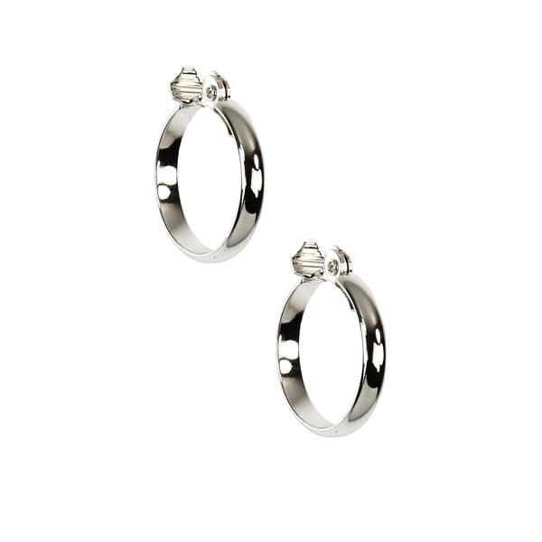 Anne Klein Silver-Tone Large Clip On Hoop Earrings