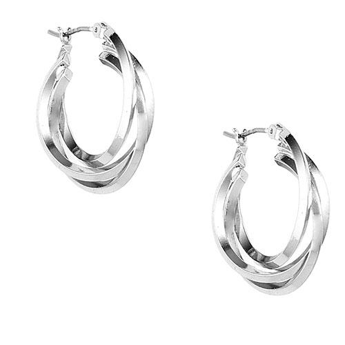 Anne Klein Silver-Tone 3 Ring Hoop Earrings
