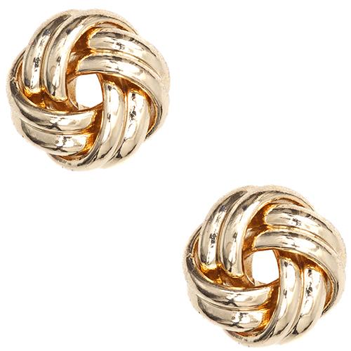 Anne Klein Gold-Tone Twisted Knot Button Stud Earrings
