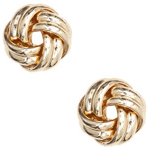 Anne Klein Gold-Tone Twisted Knot Button Stud Earrings